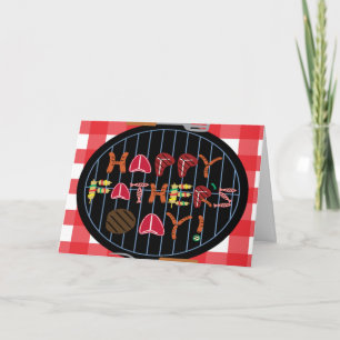 Asado a la parilla de las tarjetas de felicitación