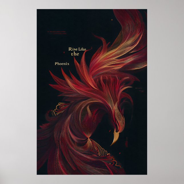 Ascender como el Fénix Arte de Línea Dorada (Frente)