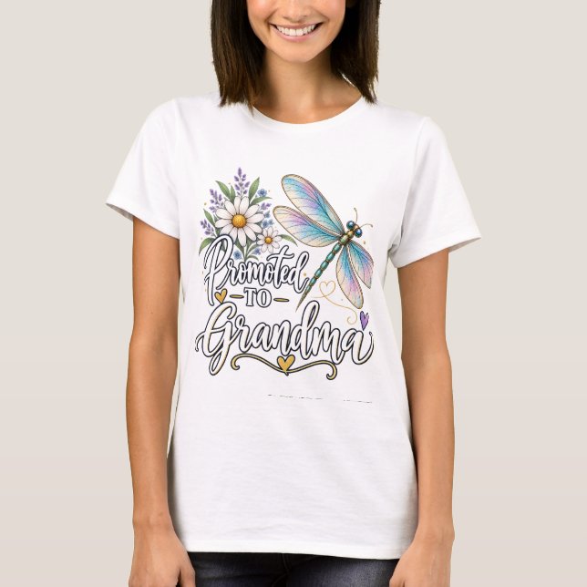 Ascendido a Floral de Libélula de Abuela Camiseta  (Anverso)