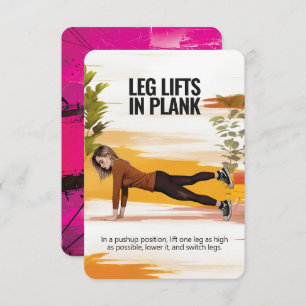 Ascensores de piernas en la tarjeta de fitness Pla