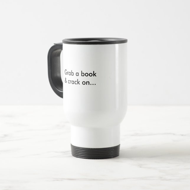 "Asga un libro y una grieta en…" Taza del viaje (Anverso izquierdo)