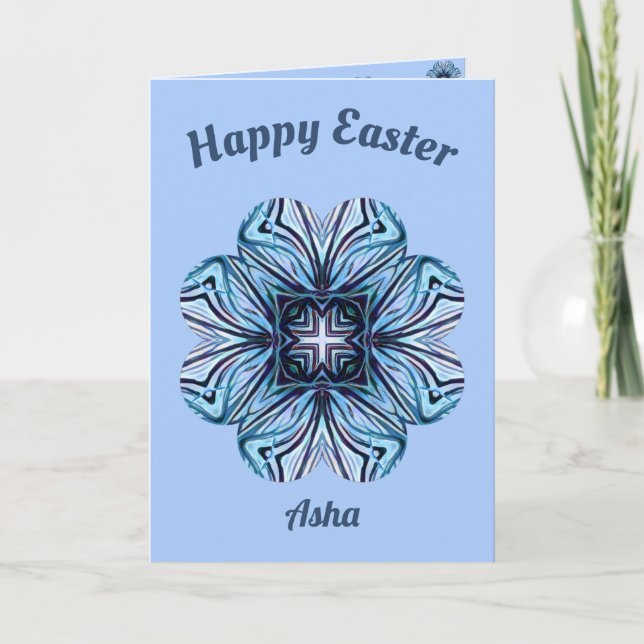 ASHA ~ Tarjeta de Pascua ~ Sombras de azul y blanc (Anverso)
