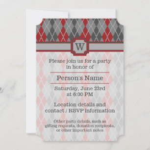 Ashes and Embers Argyle Party Invitación