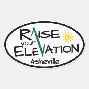 Asheville - aumente su elevación - pegatina oval