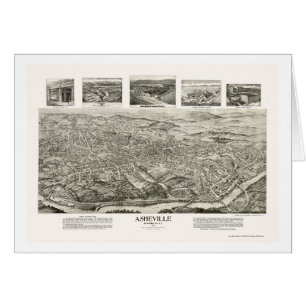 Asheville, mapa panorámico del NC - 1912