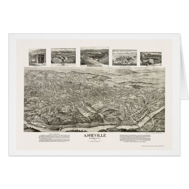 Asheville, mapa panorámico del NC - 1912 (Anverso (Horizontal))