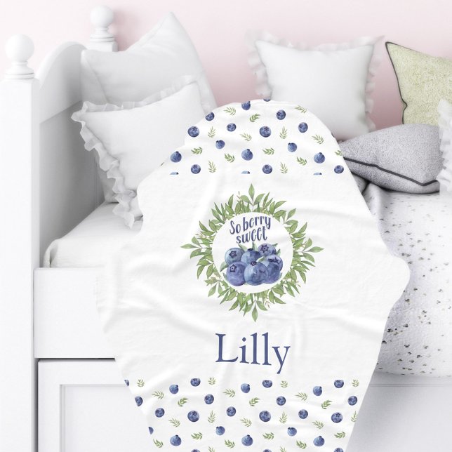 Así que manta de nombre dulce de berry con arándan (So berry sweet name blanket with blueberries)
