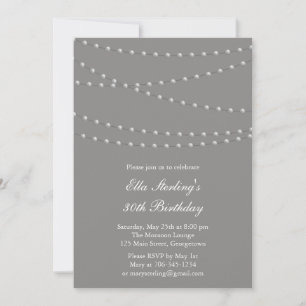 Así que Moda Perlas Invitación de Cumpleaños (gris