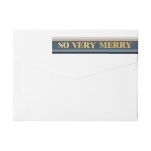 Así que muy merry Blue Taupe Stripe Return Address