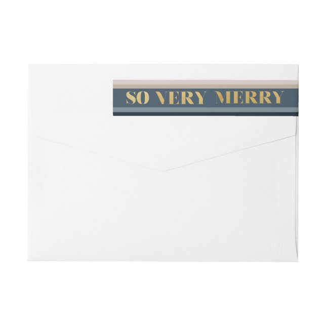 Así que muy merry Blue Taupe Stripe Return Address (Reverso)