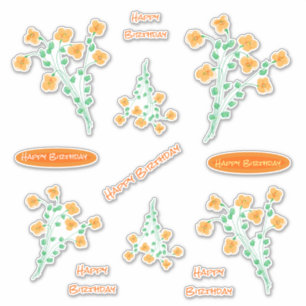 Así que Pegatinas florales de cumpleaños dulces