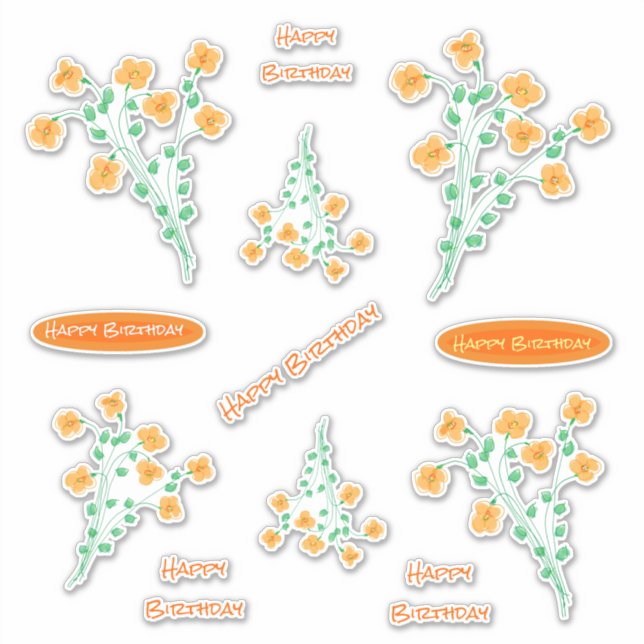 Así que Pegatinas florales de cumpleaños dulces (Anverso)