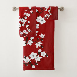 Asia Floral White Cherry Blossom Red