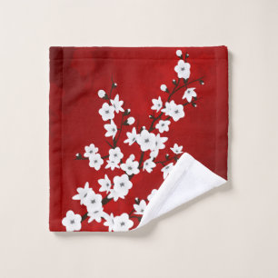 Asia Floral White Cherry Blossom Red