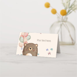 Asiento acuarela oso con globos cumpleaños Tarjeta de luga