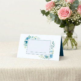 Asiento Blue Watercolor Floral Nombre tarjeta de lugar
