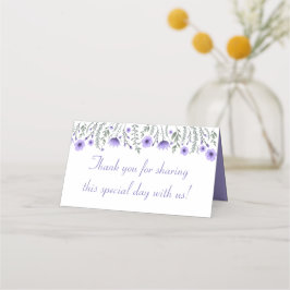 Asiento Boda de flores de la tarjeta Purple Place
