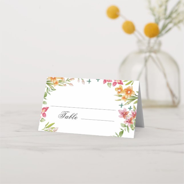 Asiento Boda de Flores Silvestres, Tarjeta Boho Floral Pla (Anverso)