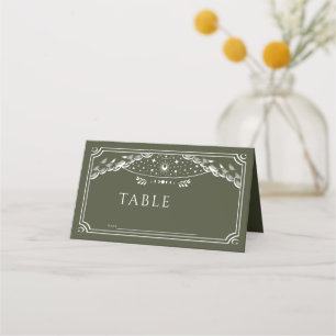 Asiento Boda de la tarjeta Tarot gótica de oliva y blanco