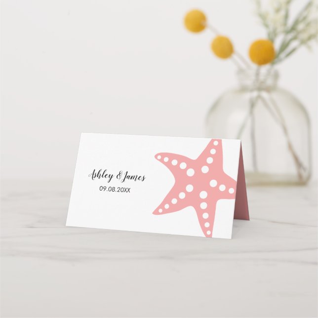 Asiento Boda de Starfish moderno Número de mesa Tarjeta de (Reverso)