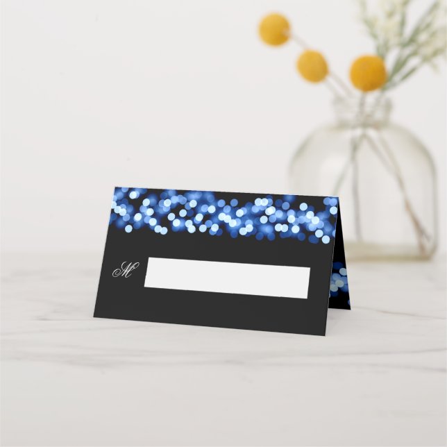 Asiento Boda de tarjeta de invitado Blue Hollywood Glam (Anverso)