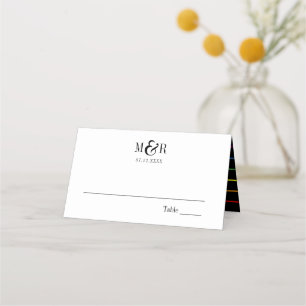 Asiento Boda del Orgullo Arcoiris Pinstripe Tarjeta de c
