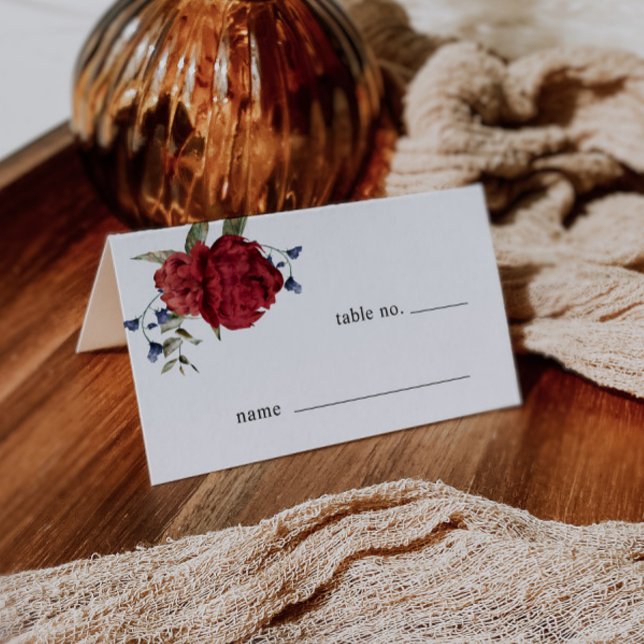 Asiento Burgundy Boda Floral Número de tabla Tarjeta de lu (Subido por el creador)