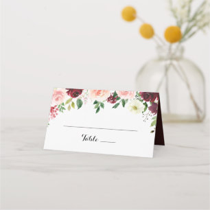 Asiento Burgundy Spring Floral Boda Tarjeta de plaza