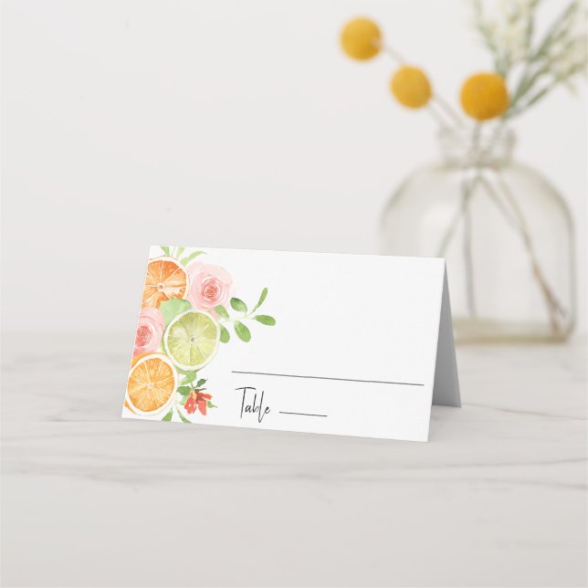 Asiento Citrus floral Boda Tarjeta de plaza (Anverso)