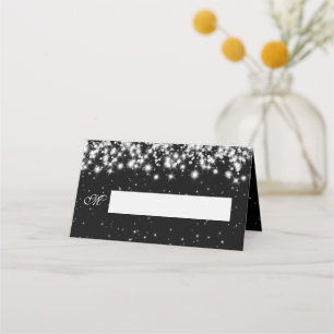 Asiento Colocar Boda de tarjeta de invierno Sparkle negro