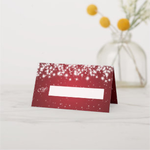 Asiento Colocar Boda de tarjeta de invierno Sparkle rojo