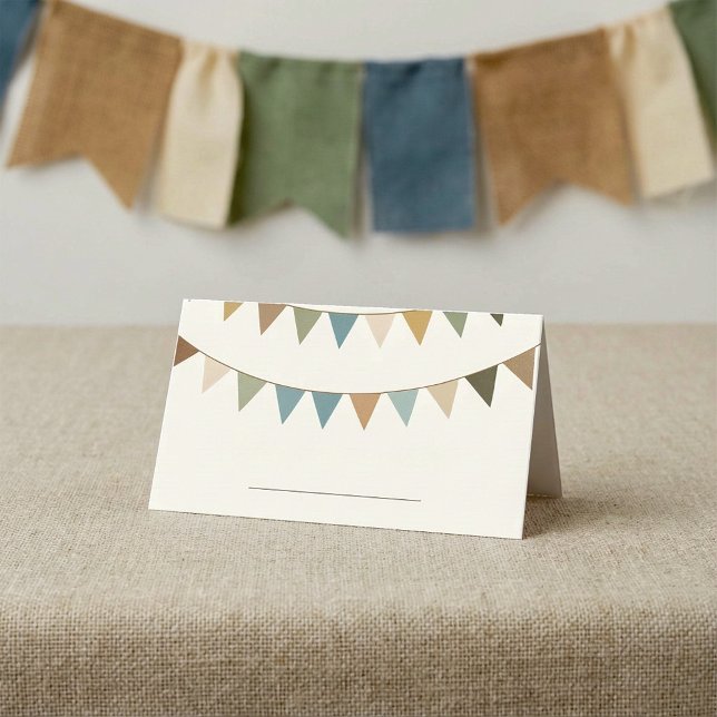 Asiento Conjuntos de una tarjeta de lugar en blanco con un (Bunting blank place card with handwriting line.)