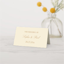 Cream Beige Boda Tarjeta de plaza plegada