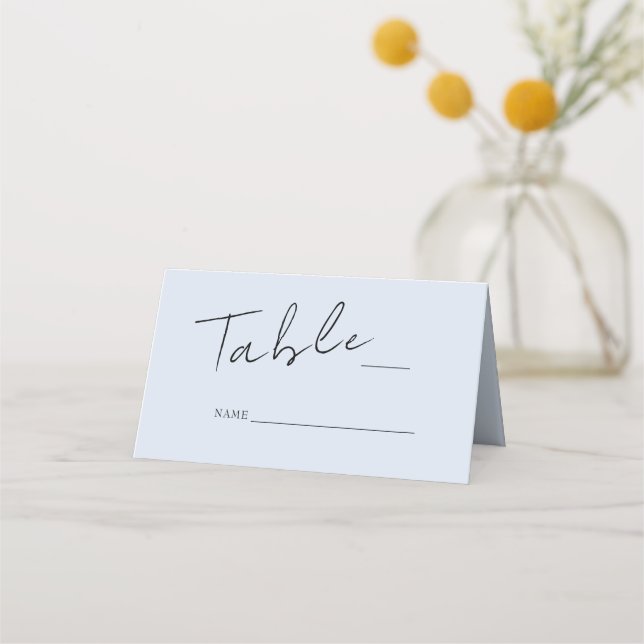 Asiento Dusty Blue Mixed Font Boda Tarjeta de lugar plegad (Anverso)