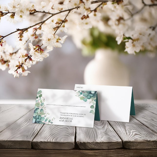 Asiento Elegante acuarela hojas tarjeta de lugar plegado (Subido por el creador)