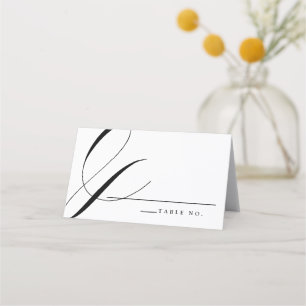 Asiento Elegante caligrafía Boda blanco negro tarjeta de l