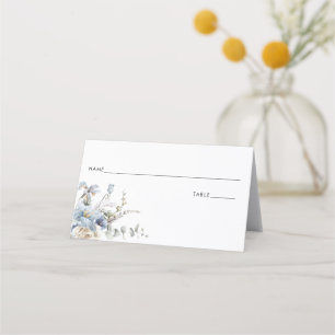 Asiento Elegante Dusty Blue Floral Boda Tarjeta de plaza
