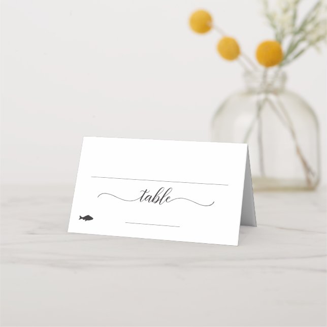 Asiento Elegante opción de comida de pescado Boda Tarjeta  (Anverso)