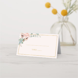 Asiento Elegante Rubor Floral Tarjeta de lugar plegado P