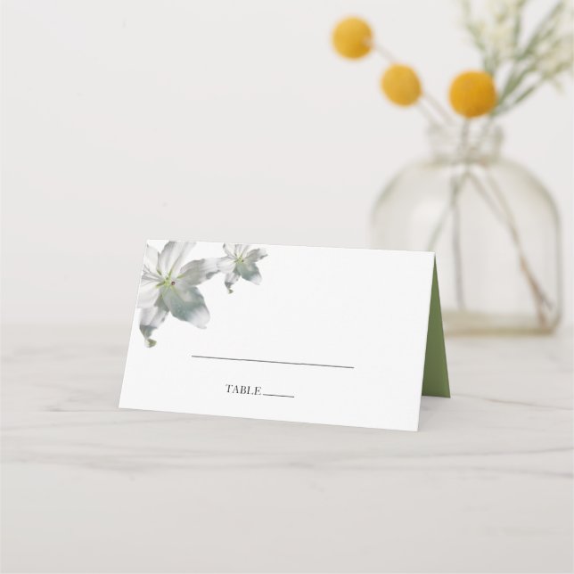 Asiento Elegante tarjeta Boda de Lilies Blancos (Anverso)