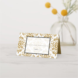 Asiento Elegante tarjeta de lugar de bodas de oro negro