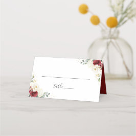 Asiento Elegante tarjeta de mesa Boda floral blanca roja