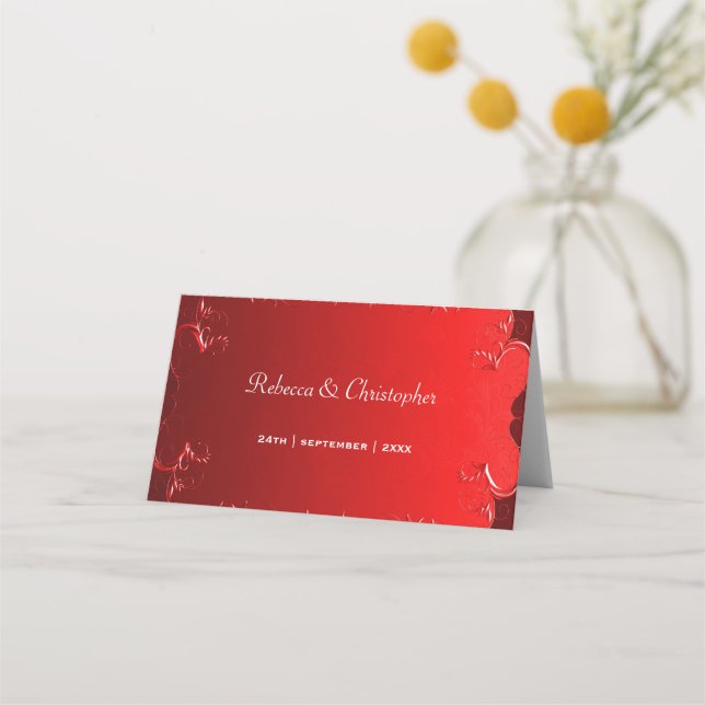 Asiento Elegante tarjeta de mesa de Boda rojo (Reverso)