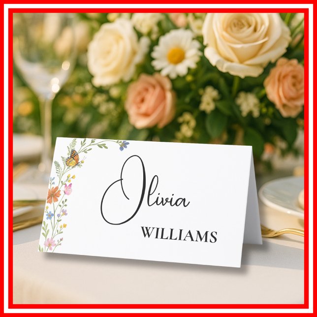 Asiento Floral Boho Flores silvestres Boda Tarjeta de nomb (Subido por el creador)