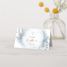 Asiento follaje color agua azul Baptism Doble tarjeta de l