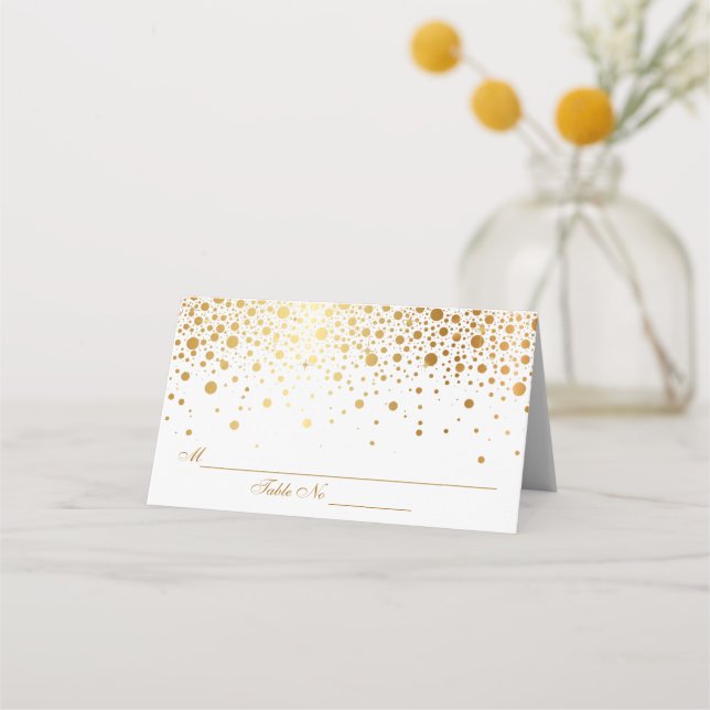 Asiento Gold Confetti Dots Boda Tarjeta de recepción (Anverso)