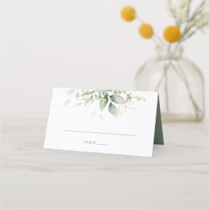 Asiento Green Gold Leaves Watercolor Elegante Tarjeta de L