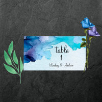 Hermosa acuarela azul y ceja plegable tarjeta de l