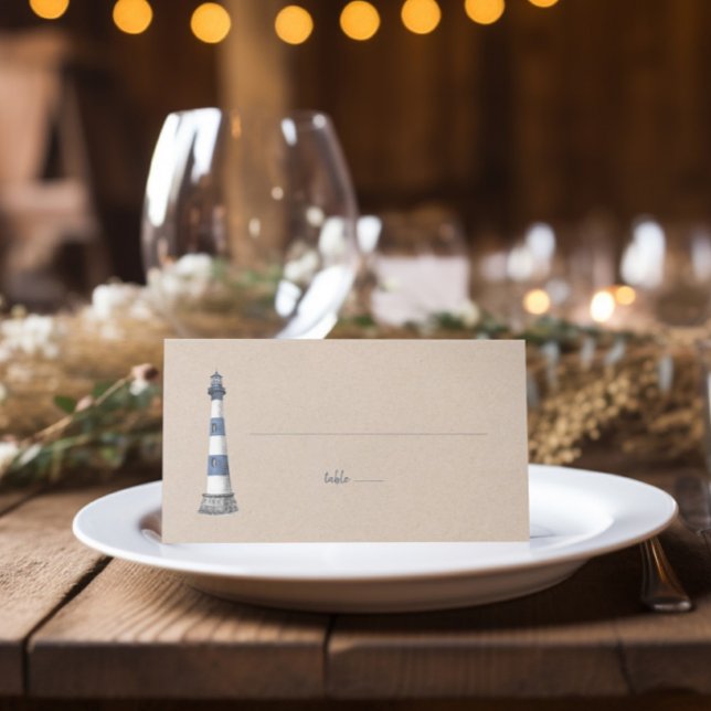 Asiento Lighthouse Kraft Boda Tarjeta de lugar plegado (Subido por el creador)