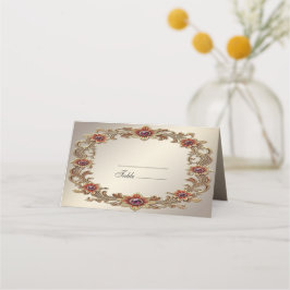 Asiento Marco floral dorado con tarjeta de plaza de piedra